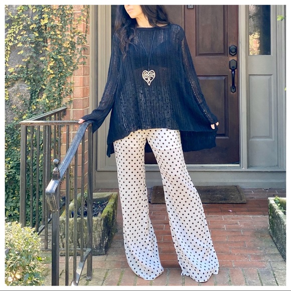 FABULOUS WHITE WITH BLACK POLKA DOT WIDE LEG PANTS - Picture 8 of 8